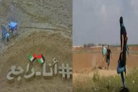 فيديو يظهر لحظة استشهاد احد المشاركين في مسيرة العودة