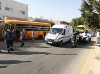 11 اصابة بحادث تصادم حافلة مدرسية في إربد