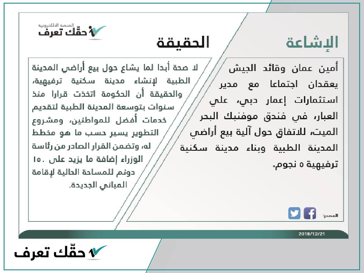 الحكومة تنفي بيع اراضي المدينة الطبية