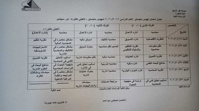 "التعليم العالي" تنشر جدول مواعيد الامتحانات للطلبة الأردنيين في جامعة كفر الشيخ بمصر