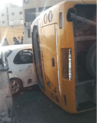 وفاة بتدهور باص مدرسة في طبربور