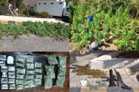 بالصور .. قوة أمنية تداهم وتلقي القبض على تاجر ومروج للمواد المخدرة غرب البلقاء