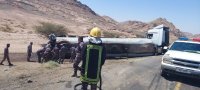تدهور صهريج محمل بمواد بترولية شديدة الاشتعال في العقبة