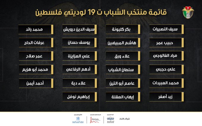 قائمة منتخب الشباب لمواجهة نظيره الفلسطيني وديا