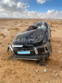 إصابة أثر تدهور مركبة على الصحراوي (صور)