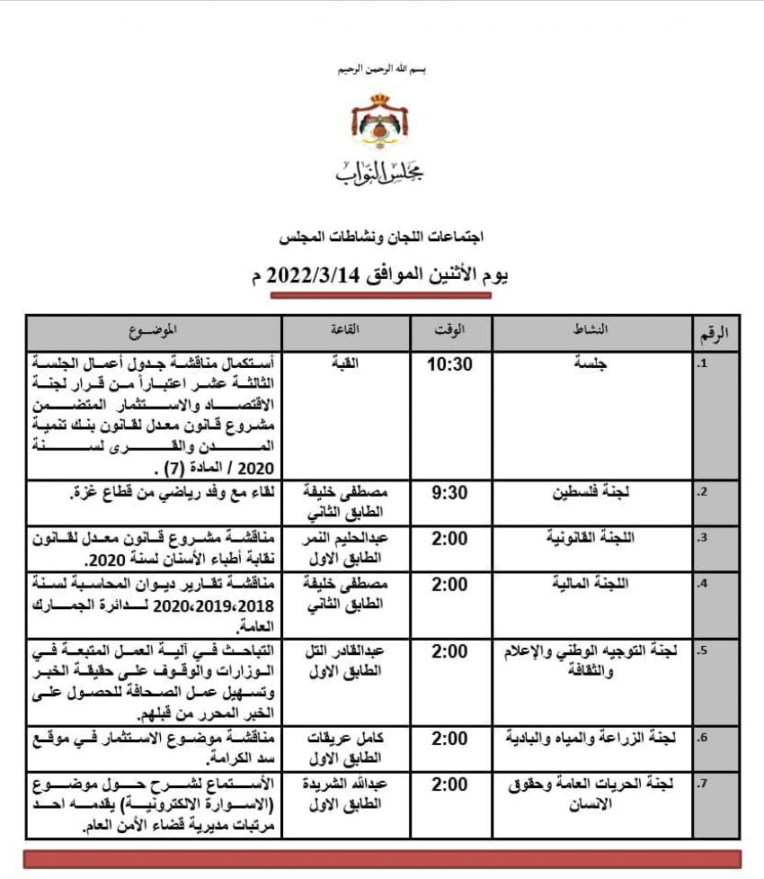 جلسة تشريعية صباحية للنواب