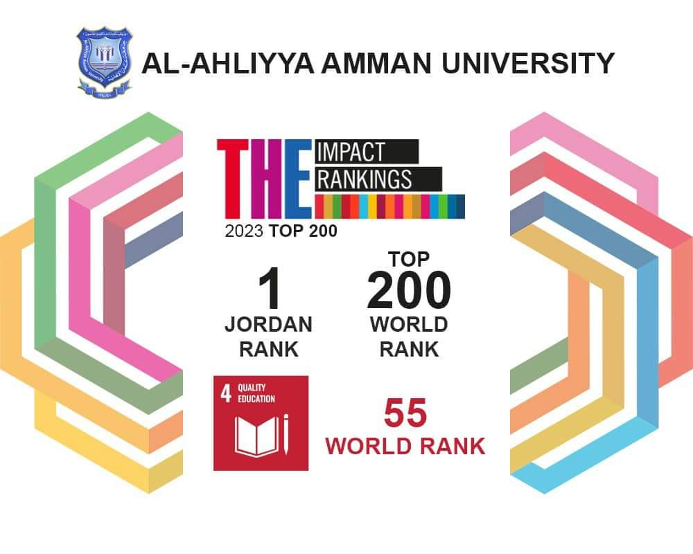 للمرة الثانية على التوالي ...عمان الأهلية الأولى على الجامعات الأردنية بتصنيف التايمز لتأثير الجامعات 2023