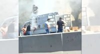 احتراق مركبة شحن على شارع الأردن