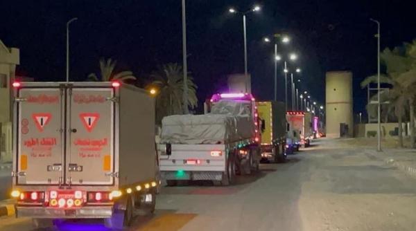 الهلال الأحمر المصري: تحرك شاحنات تحمل مساعدات لغزة باتجاه معبر رفح