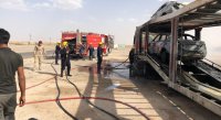 الأمن العام: اشتعال عجلات صهريج محمل بالديزل على طريق العقبة
