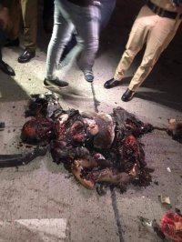 اشلاء شهيد اغتاله الاحتلال الليلة في بيروت في اعتداء اسفر عن استشهاد القيادي الفلسطيني صالح العاروري