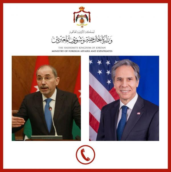 الصفدي وبلينكن يتفقان على استمرار سبل تكثيف جهود إنهاء الصراع