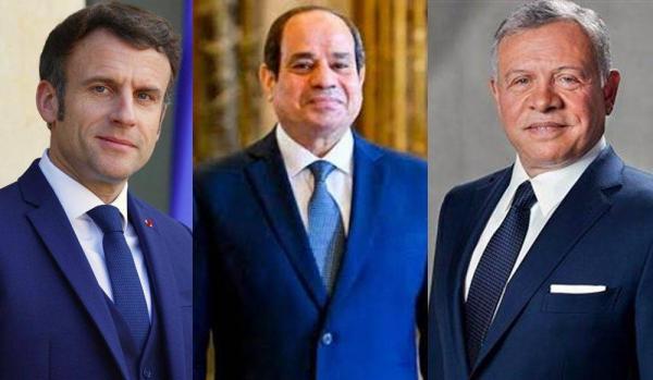 الملك والرئيسان المصري والفرنسي: يجب وقف إطلاق النار في غزة الآن