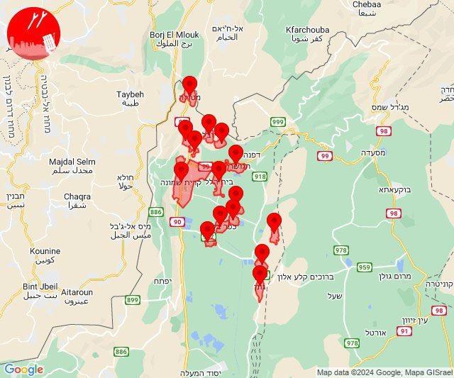إطلاق عشرات الصواريخ من جنوب لبنان باتجاه إصبع الجليل.