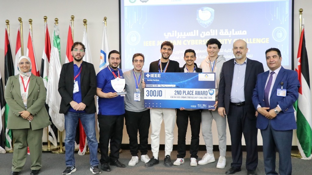 عمان الأهلية تفوزبالمركز الثاني على مستوى الجامعات الأردنية في مسابقة IEEE Jordan 2025  للأمن السيبراني والأول في فئة الويب المتقدّم