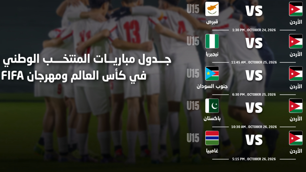 مهمة عالمية تنتظر ناشئي الاردن في قرعة كاس العالم تحت 15 عاما